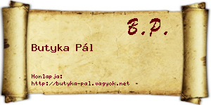 Butyka Pál névjegykártya